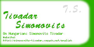 tivadar simonovits business card